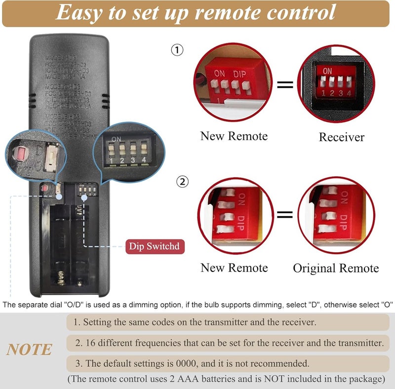 Prichor Ceiling Fan Remote Control for Hampton Bay Home Decorators Collection, Thermostatic Remote Controller with Light Dimmer & Timer, Replacement of 2AAZPHD3/HD3 KUJCE10320/TR222A (Remote Only) - Image 4